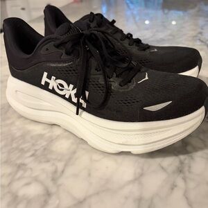 Hoka Bondi 9 Black and White Sneakers